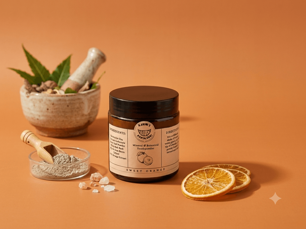 Sweet Orange Tooth Powder: Natural Herbal Toothpaste Alternative, Rebuild Enamel, Kids Natural Toothpaste Alternative