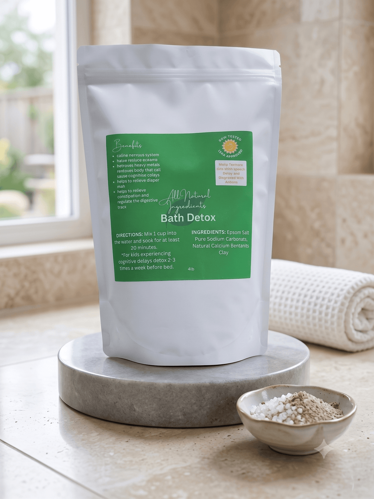 Bentonite Clay Detox Bath Blend: Natural Epsom Salt Soak (4 Pound Bag)